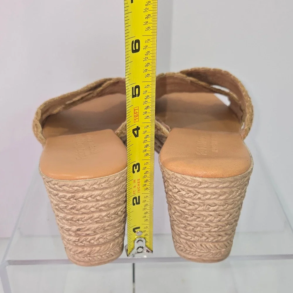 Fabio Maggeni Italy Woven Wedge Sandals Tan Espadrille Slides 9M 15764M